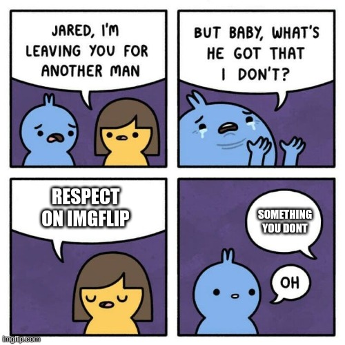 RESPECT ON IMGFLIP; SOMETHING YOU DONT | image tagged in respect,memes | made w/ Imgflip meme maker