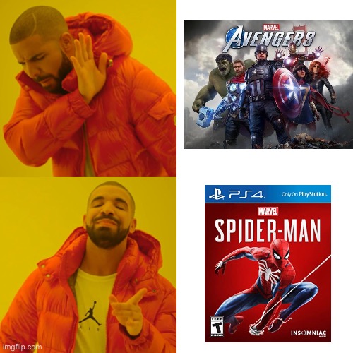 Marvel Games... | image tagged in memes,drake hotline bling | made w/ Imgflip meme maker