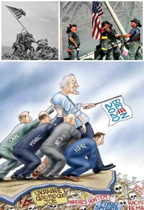 media complicity | image tagged in bias,media,joe biden,2020,election,flag | made w/ Imgflip meme maker