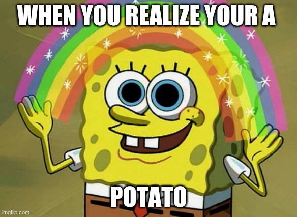 POTATO'S RULE | WHEN YOU REALIZE YOUR A; POTATO | image tagged in memes,imagination spongebob | made w/ Imgflip meme maker