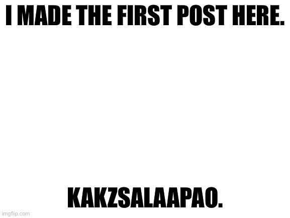 madlad |  I MADE THE FIRST POST HERE. KAKZSALAAPAO. | image tagged in blank white template | made w/ Imgflip meme maker