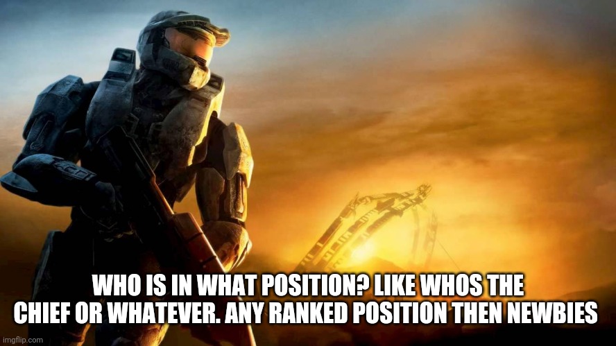 WHO IS IN WHAT POSITION? LIKE WHOS THE CHIEF OR WHATEVER. ANY RANKED POSITION THEN NEWBIES | image tagged in trooper | made w/ Imgflip meme maker