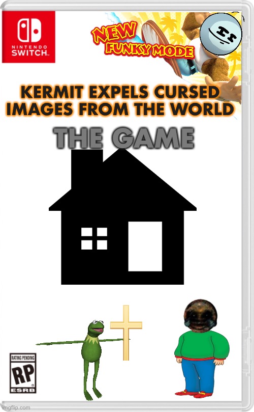 Fake Game | KERMIT EXPELS CURSED IMAGES FROM THE WORLD; THE GAME | image tagged in nintendo switch cartridge case,kermit | made w/ Imgflip meme maker
