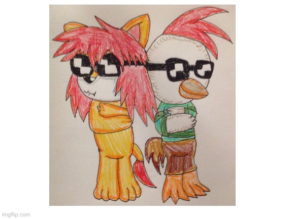 Simba and Chicken Little:Best buddies! | image tagged in art | made w/ Imgflip meme maker