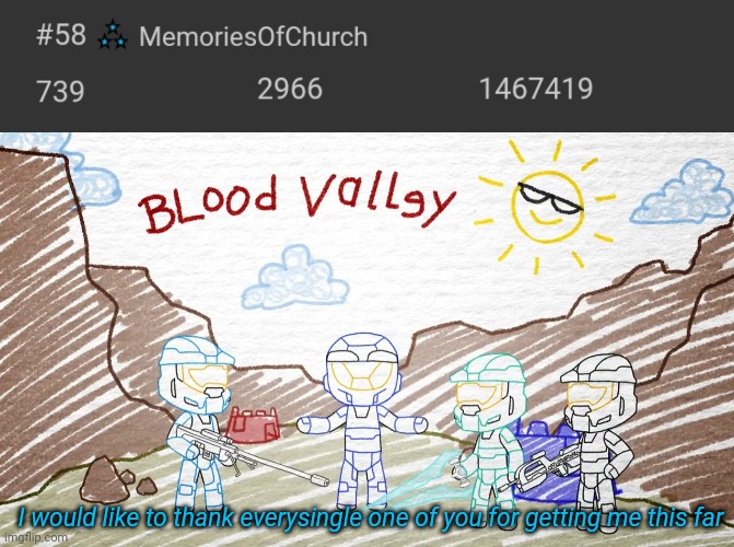 I would like to thank everysingle one of you for getting me this far | image tagged in memoriesofchurch | made w/ Imgflip meme maker