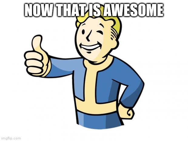 Fallout Vault Boy | NOW THAT IS AWESOME | image tagged in fallout vault boy | made w/ Imgflip meme maker