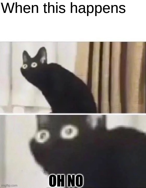 Oh No Black Cat | When this happens OH NO | image tagged in oh no black cat | made w/ Imgflip meme maker