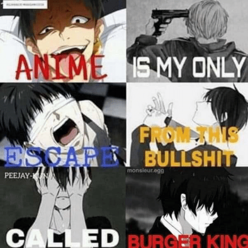 High Quality Anime is my only escape from this bullshit called burger king Blank Meme Template