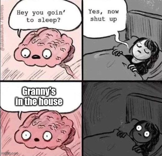 Hey you goin to sleep | Granny's in the house | image tagged in hey you goin to sleep | made w/ Imgflip meme maker