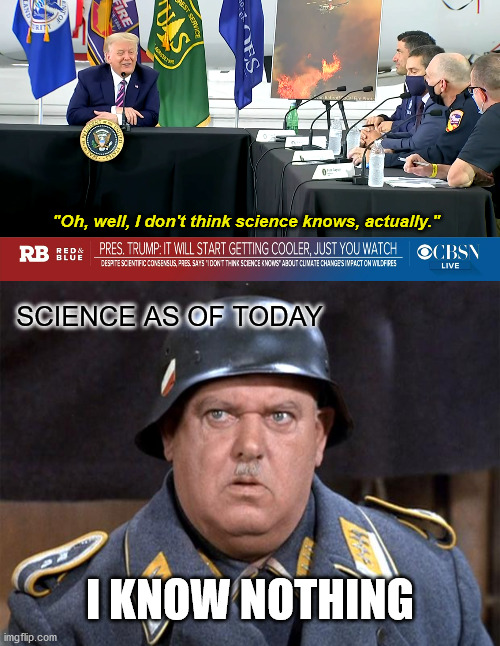 "Oh, well, I don't think science knows, actually."; SCIENCE AS OF TODAY; I KNOW NOTHING | image tagged in sgt schultz,oh well i don't think science knows actually | made w/ Imgflip meme maker