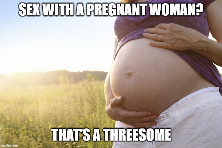 It Counts | SEX WITH A PREGNANT WOMAN? THAT'S A THREESOME | image tagged in pregnant woman | made w/ Imgflip meme maker