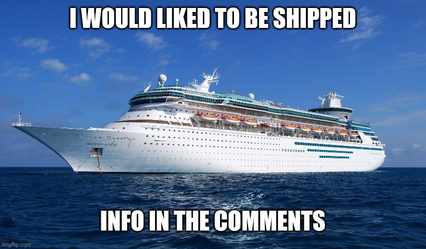 Cruise Ship | I WOULD LIKED TO BE SHIPPED; INFO IN THE COMMENTS | image tagged in cruise ship,ship | made w/ Imgflip meme maker
