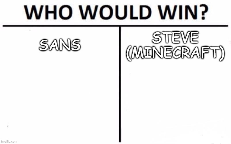 Who Would Win? | SANS; STEVE
(MINECRAFT) | image tagged in memes,who would win | made w/ Imgflip meme maker
