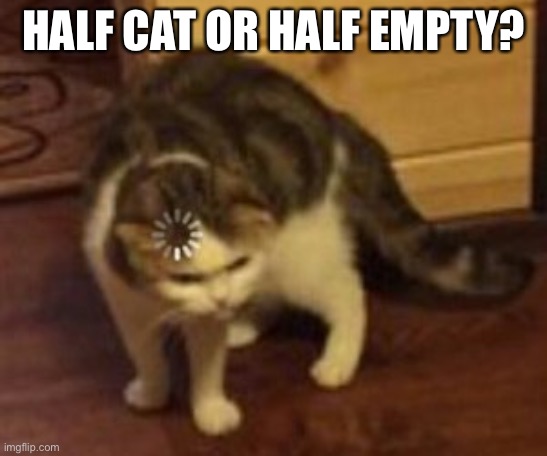 Loading cat | HALF CAT OR HALF EMPTY? | image tagged in loading cat | made w/ Imgflip meme maker