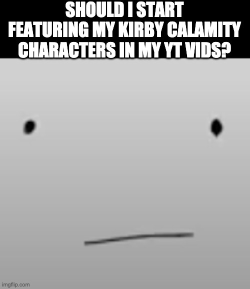 Just asking | SHOULD I START FEATURING MY KIRBY CALAMITY CHARACTERS IN MY YT VIDS? | image tagged in blank face | made w/ Imgflip meme maker