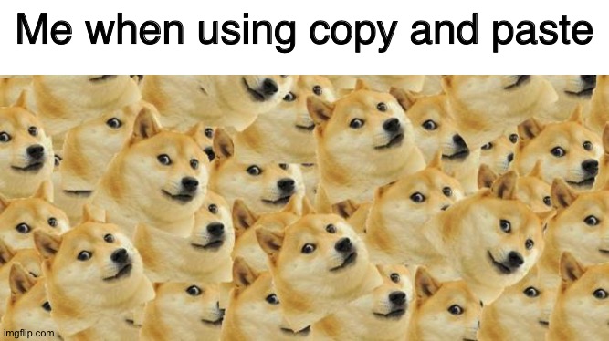 Copy Paste | Me when using copy and paste | image tagged in memes,multi doge,copy,copycat,doge,random | made w/ Imgflip meme maker
