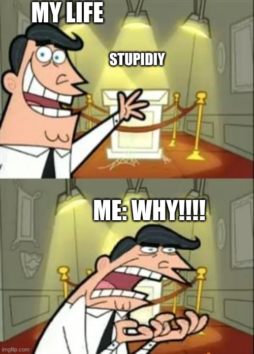 This Is Where I'd Put My Trophy If I Had One Meme | MY LIFE; STUPIDIY; ME: WHY!!!! | image tagged in memes,this is where i'd put my trophy if i had one | made w/ Imgflip meme maker