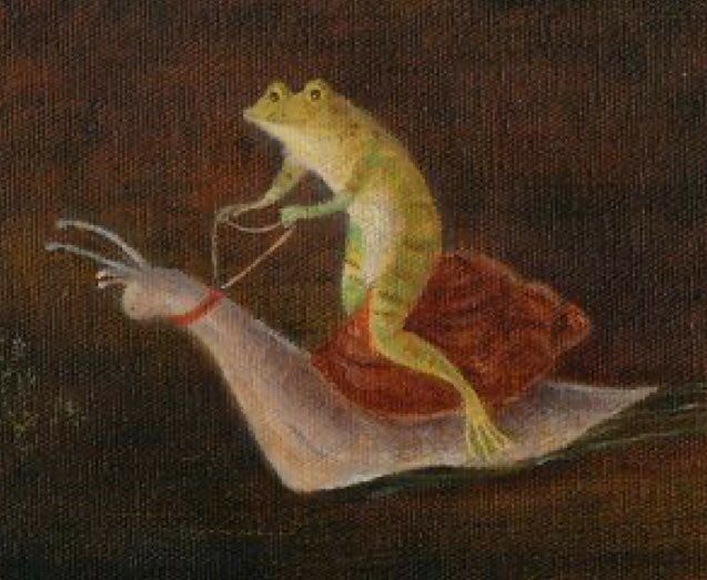 High Quality Frog riding snail Blank Meme Template