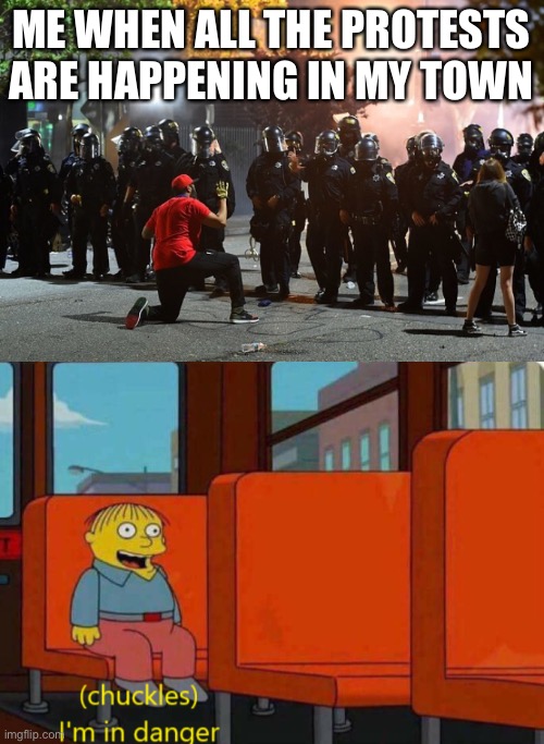 Omg wtf | ME WHEN ALL THE PROTESTS ARE HAPPENING IN MY TOWN | image tagged in haha you suck,why world,he need some help | made w/ Imgflip meme maker