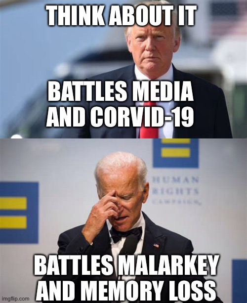 Thinking and doing | THINK ABOUT IT | image tagged in biden,trump | made w/ Imgflip meme maker
