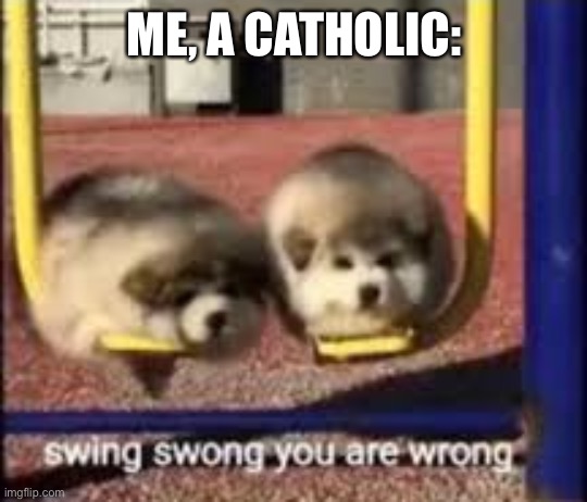 swing swong | ME, A CATHOLIC: | image tagged in swing swong | made w/ Imgflip meme maker
