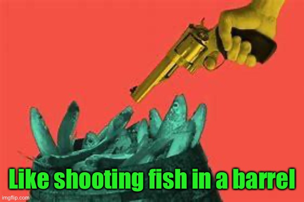 Like shooting fish in a barrel | made w/ Imgflip meme maker