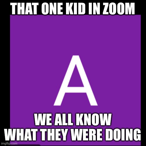 I’m that kid >:) | THAT ONE KID IN ZOOM; WE ALL KNOW WHAT THEY WERE DOING | image tagged in zoom,memes,why | made w/ Imgflip meme maker