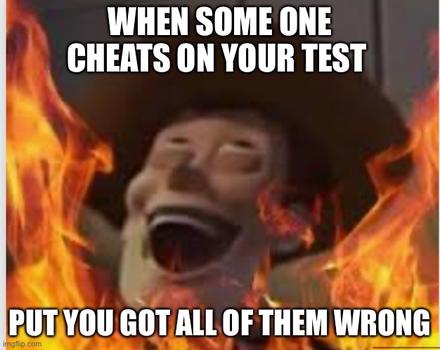 Hi | WHEN SOME ONE CHEATS ON YOUR TEST; PUT YOU GOT ALL OF THEM WRONG | image tagged in ok boomer | made w/ Imgflip meme maker