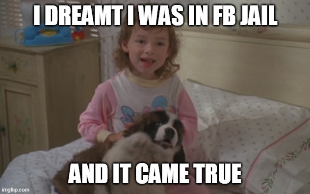 I dreamt I was in FB Jail, and it came true | I DREAMT I WAS IN FB JAIL; AND IT CAME TRUE | image tagged in and it came true,meme,emily newton,beethoven,facebook jail | made w/ Imgflip meme maker