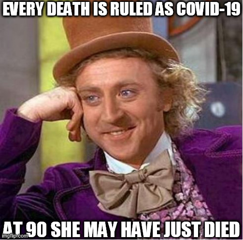 EVERY DEATH IS RULED AS COVID-19 AT 90 SHE MAY HAVE JUST DIED | made w/ Imgflip meme maker