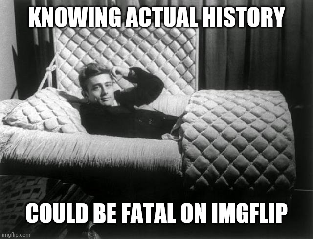 dead guy | KNOWING ACTUAL HISTORY COULD BE FATAL ON IMGFLIP | image tagged in dead guy | made w/ Imgflip meme maker
