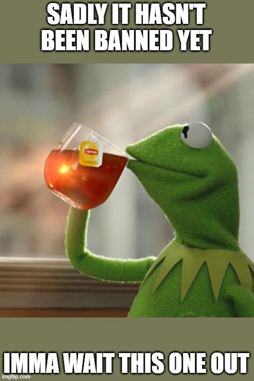 But That's None Of My Business Meme | SADLY IT HASN'T BEEN BANNED YET IMMA WAIT THIS ONE OUT | image tagged in memes,but that's none of my business,kermit the frog | made w/ Imgflip meme maker