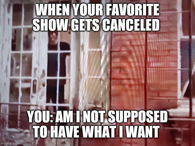 WHEN YOUR FAVORITE SHOW GETS CANCELED; YOU: AM I NOT SUPPOSED TO HAVE WHAT I WANT | image tagged in ramimemes | made w/ Imgflip meme maker