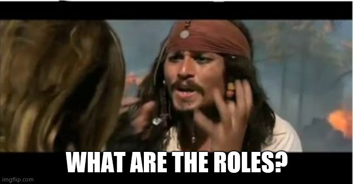 Why Is The Rum Gone |  WHAT ARE THE ROLES? | image tagged in memes,why is the rum gone | made w/ Imgflip meme maker