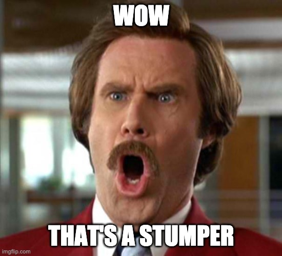 Ron Burgundy | WOW; THAT'S A STUMPER | image tagged in ron burgundy | made w/ Imgflip meme maker