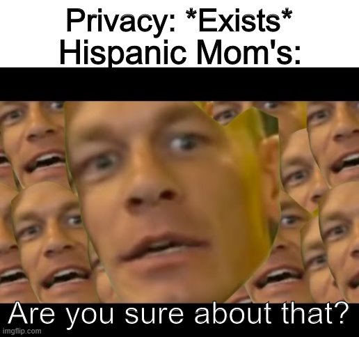 Dam | Privacy: *Exists*; Hispanic Mom's:; Are you sure about that? | image tagged in are you sure about that | made w/ Imgflip meme maker