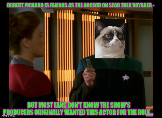 Dr.Grumpy | ROBERT PICARDO IS FAMOUS AS THE DOCTOR ON STAR TREK VOYAGER -; BUT MOST FANS DON'T KNOW THE SHOW'S PRODUCERS ORIGINALLY WANTED THIS ACTOR FOR THE ROLE... | image tagged in star trek voyager | made w/ Imgflip meme maker