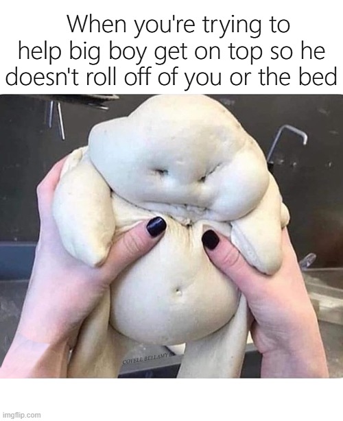 When you're trying to help big boy get on top so he doesn't roll off of you or the bed; COVELL BELLAMY III | image tagged in helping big boy on top so he doesn't roll off you | made w/ Imgflip meme maker