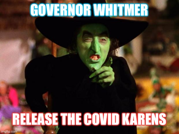 wicked witch  | GOVERNOR WHITMER; RELEASE THE COVID KARENS | image tagged in wicked witch | made w/ Imgflip meme maker