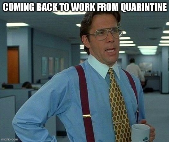 That Would Be Great | COMING BACK TO WORK FROM QUARINTINE | image tagged in memes,that would be great | made w/ Imgflip meme maker