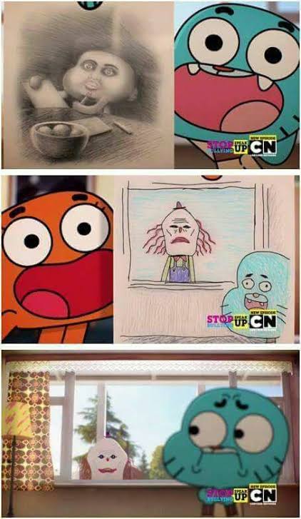 High Quality Gumball And Darwin Draw Each Other Blank Meme Template