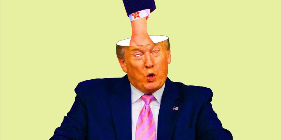 High Quality Putin's hand inside Trump's head Blank Meme Template
