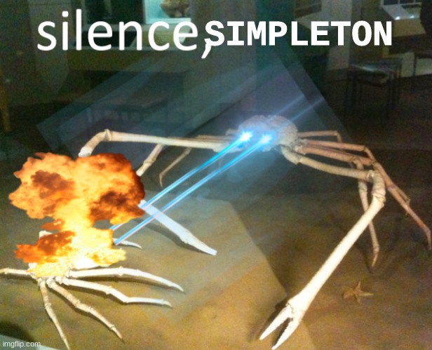 Silence Crab | SIMPLETON | image tagged in silence crab | made w/ Imgflip meme maker