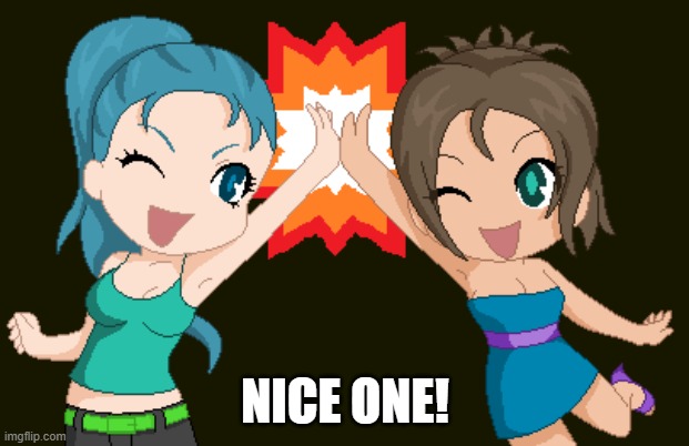 Anime High Five | NICE ONE! | image tagged in anime high five | made w/ Imgflip meme maker