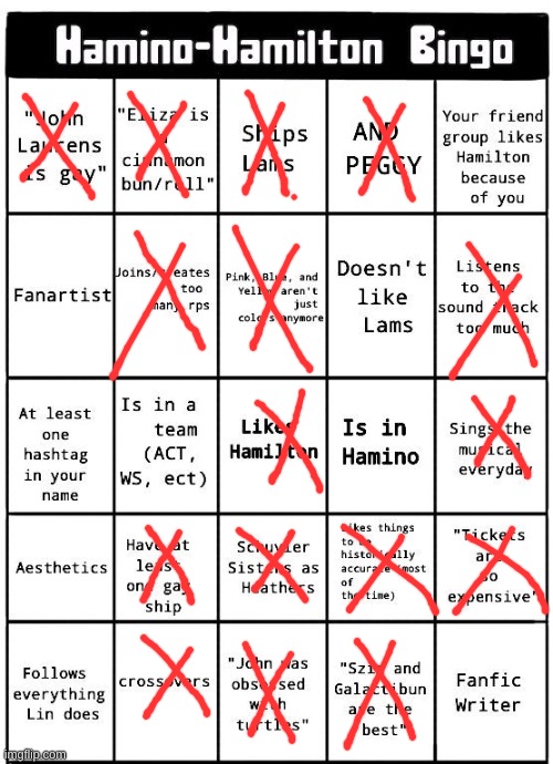 image tagged in hamilton,bingo | made w/ Imgflip meme maker