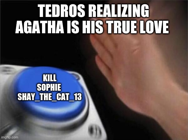 Blank Nut Button Meme | TEDROS REALIZING AGATHA IS HIS TRUE LOVE; KILL SOPHIE 
SHAY_THE_CAT_13 | image tagged in memes,blank nut button | made w/ Imgflip meme maker