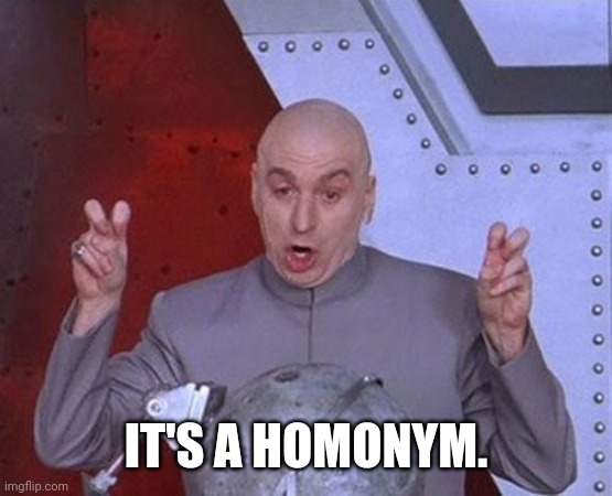 Dr Evil Laser Meme | IT'S A HOMONYM. | image tagged in memes,dr evil laser | made w/ Imgflip meme maker