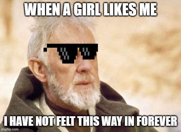 Obi Wan Kenobi | WHEN A GIRL LIKES ME; I HAVE NOT FELT THIS WAY IN FOREVER | image tagged in memes,obi wan kenobi | made w/ Imgflip meme maker