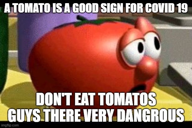 Way tomato  | A TOMATO IS A GOOD SIGN FOR COVID 19; DON'T EAT TOMATOS GUYS THERE VERY DANGROUS | image tagged in way tomato | made w/ Imgflip meme maker