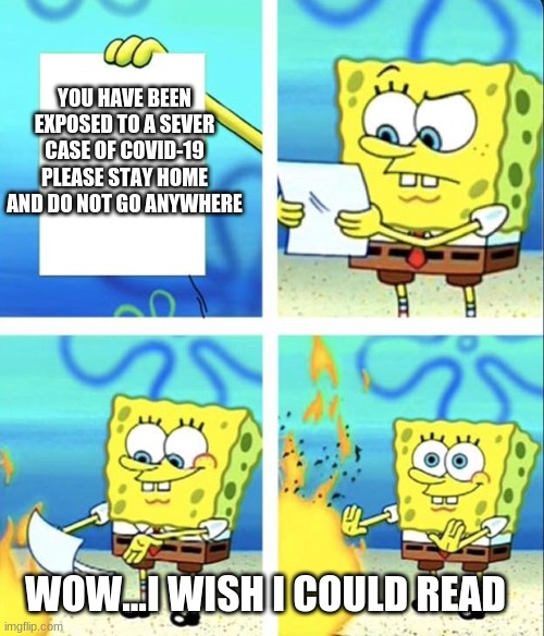 If only they could read | image tagged in memes,covid-19,spongebob,breaking news | made w/ Imgflip meme maker